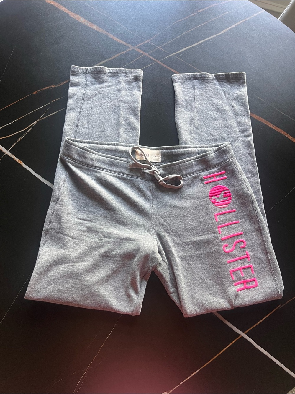 Hollister Gray Sweatpants with Hot Pink Logo